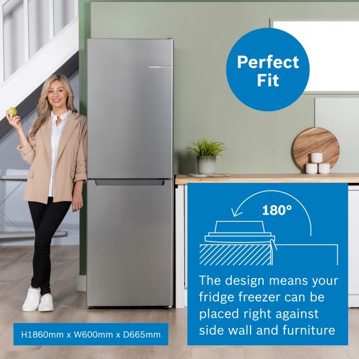 Bosch Series 2 50/50 Total No Frost Fridge Freezer - Stainless Steel Effect - Annotation - Perfect Fit